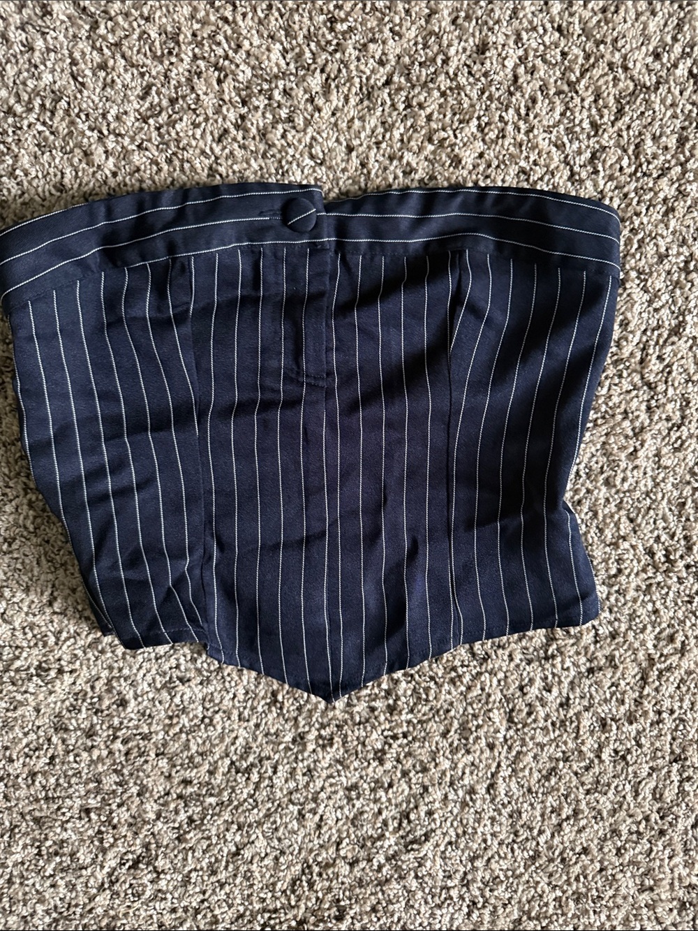 SHEIN Navy Pinstripe Cropped Corset Top